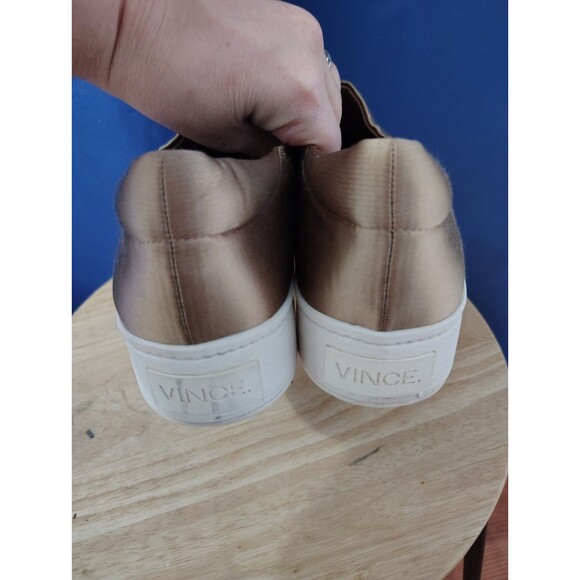 Vince Gold Satin Platform Womens Sneaker Shoes Size 9.5 - Picture 5 of 9